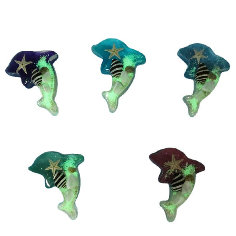 Wholesale 6pcs/pack Resin Luminous Stone Starfish Keychain
